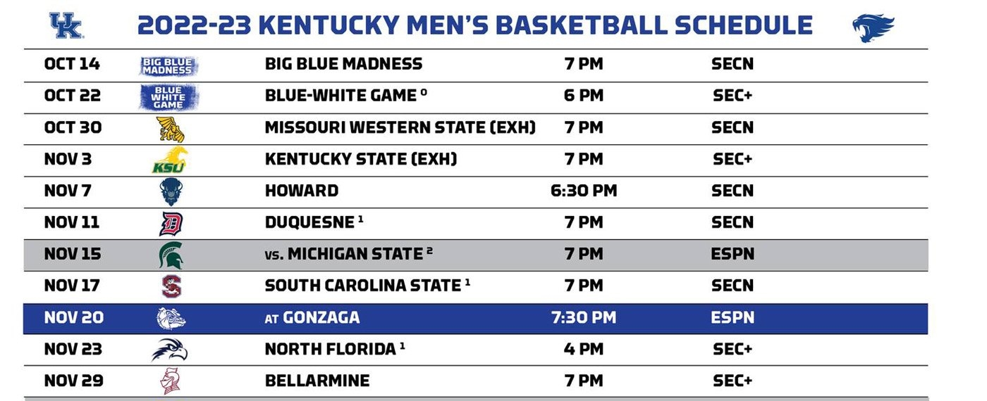 UK Releases 2022 23 Men s Basketball Schedule SPORTS VIEW AMERICA Your Leader In Sports Coverage Across The Region UK Releases 2022 23 Men s Basketball Schedule SPORTS VIEW AMERICA Your Leader In Sports Coverage Across The Region