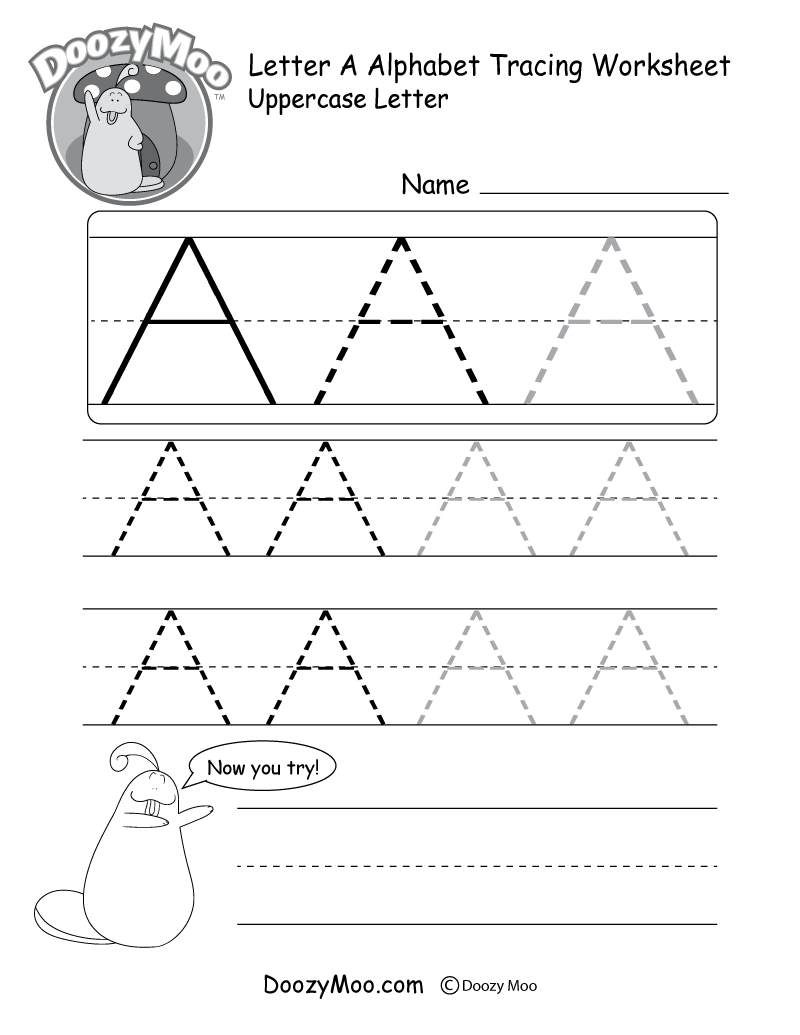 letter a tracing worksheets