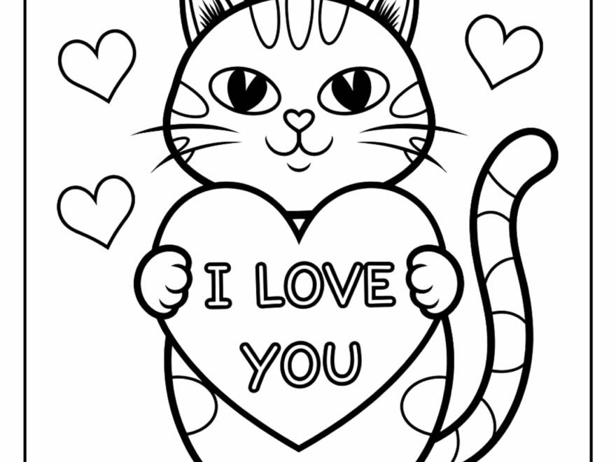 Valentine Cat Coloring Pages 8 Free Printable PDF Pages Cute Animals Coloring Pages