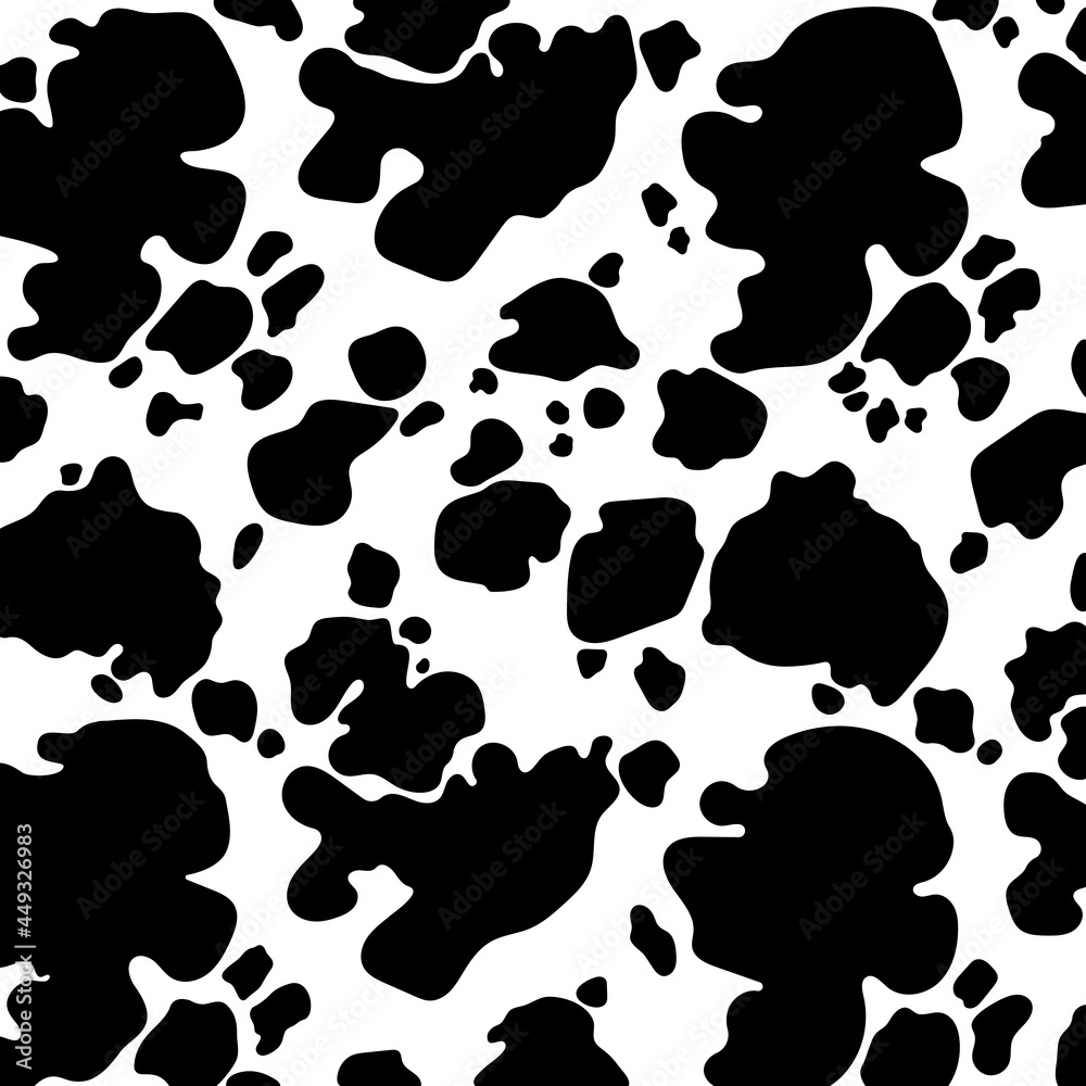 Vector Black Cow Print Pattern Animal Seamless Cow Skin Abstract For Printing Cutting And Crafts Ideal For Mugs Stickers Stencils Web Cover Wall Stickers Home Decorate And More Stock Illustration Adobe