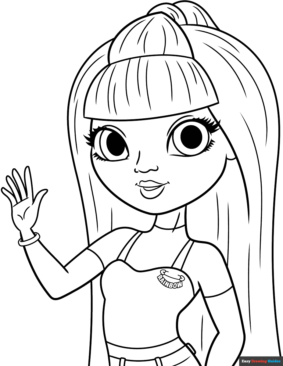 Violet From Rainbow High Coloring Page Easy Drawing Guides Violet From Rainbow High Coloring Page Easy Drawing Guides