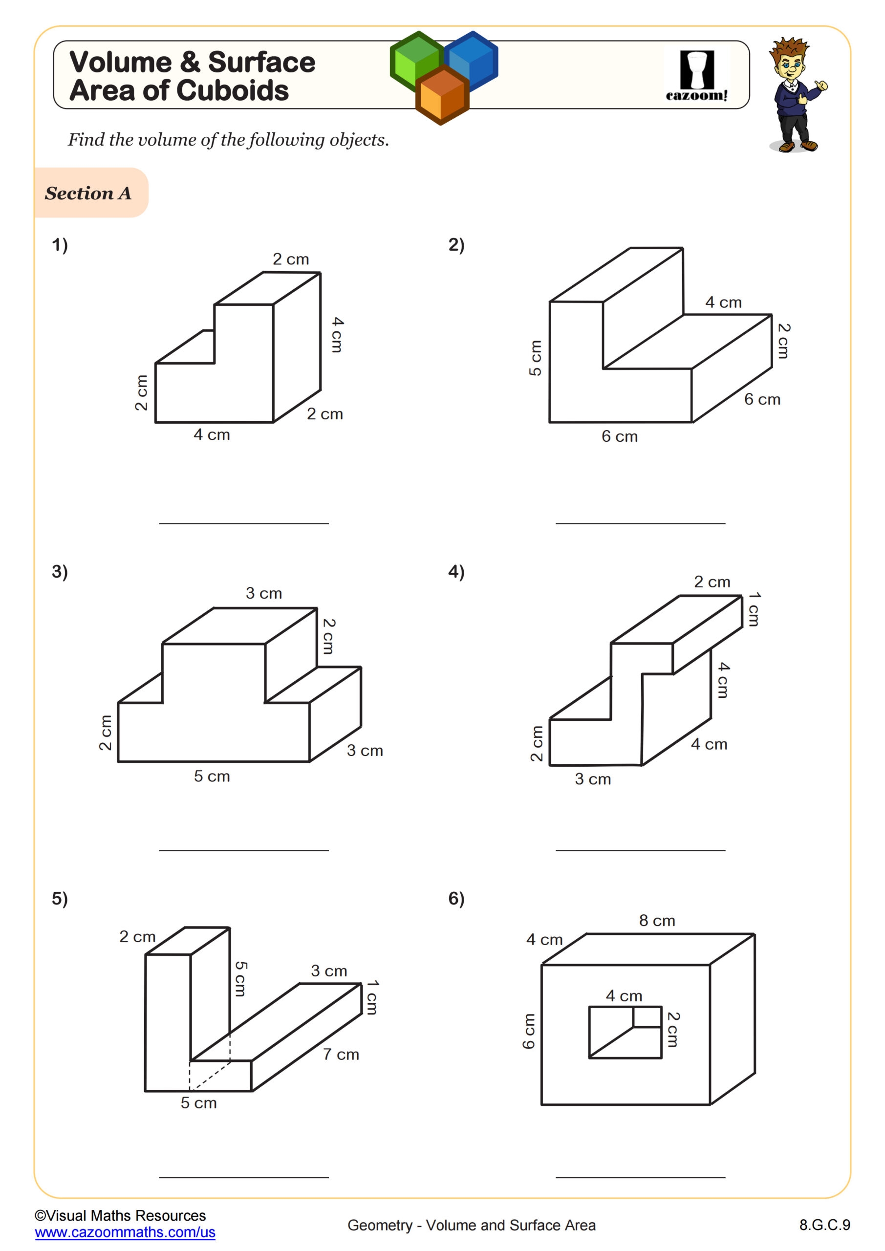 Volume And Surface Area Of Rectangular Prisms Worksheet 7th Grade PDF Worksheets Cazoom Math