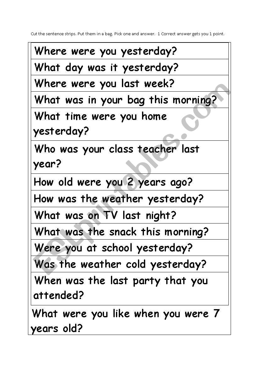 when to use was or were worksheet practice