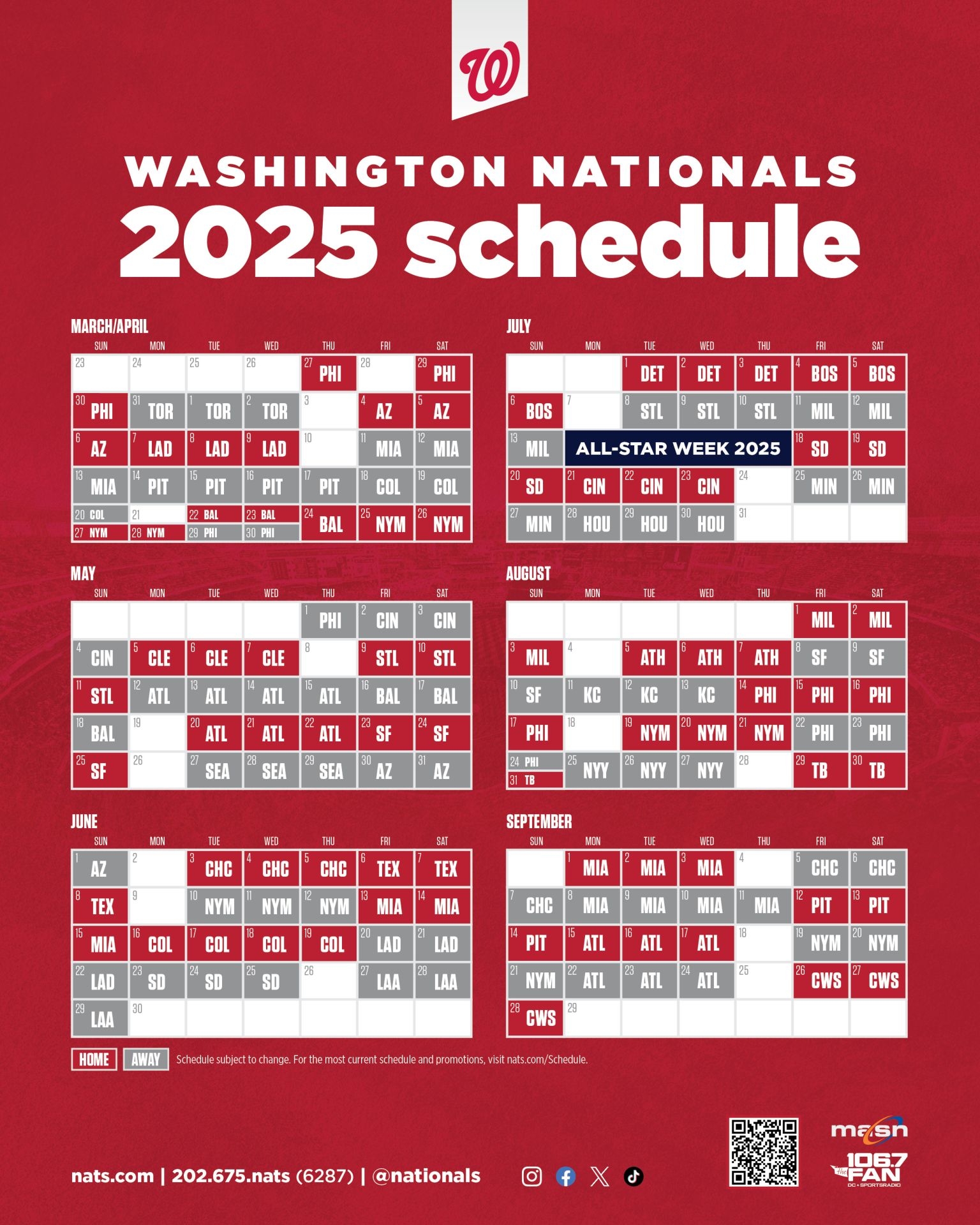 Washington Nationals Schedule Printable Printable Party Favors