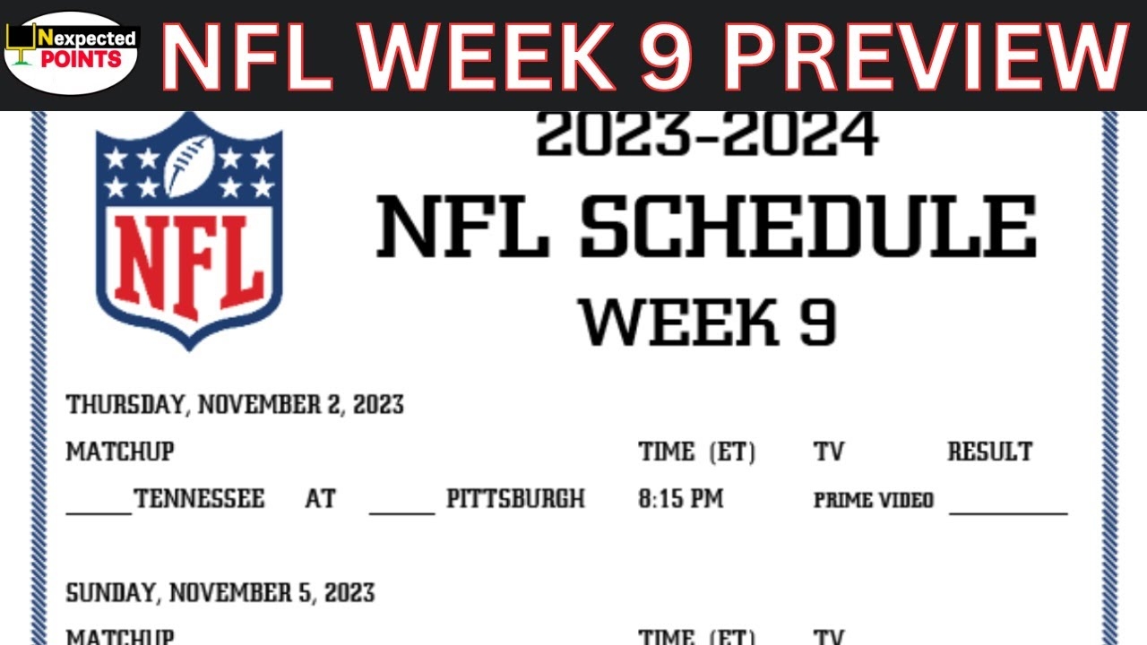 WEEKLY NEWS TNF REVIEW WEEK 9 PREVIEW By Kevin Cole