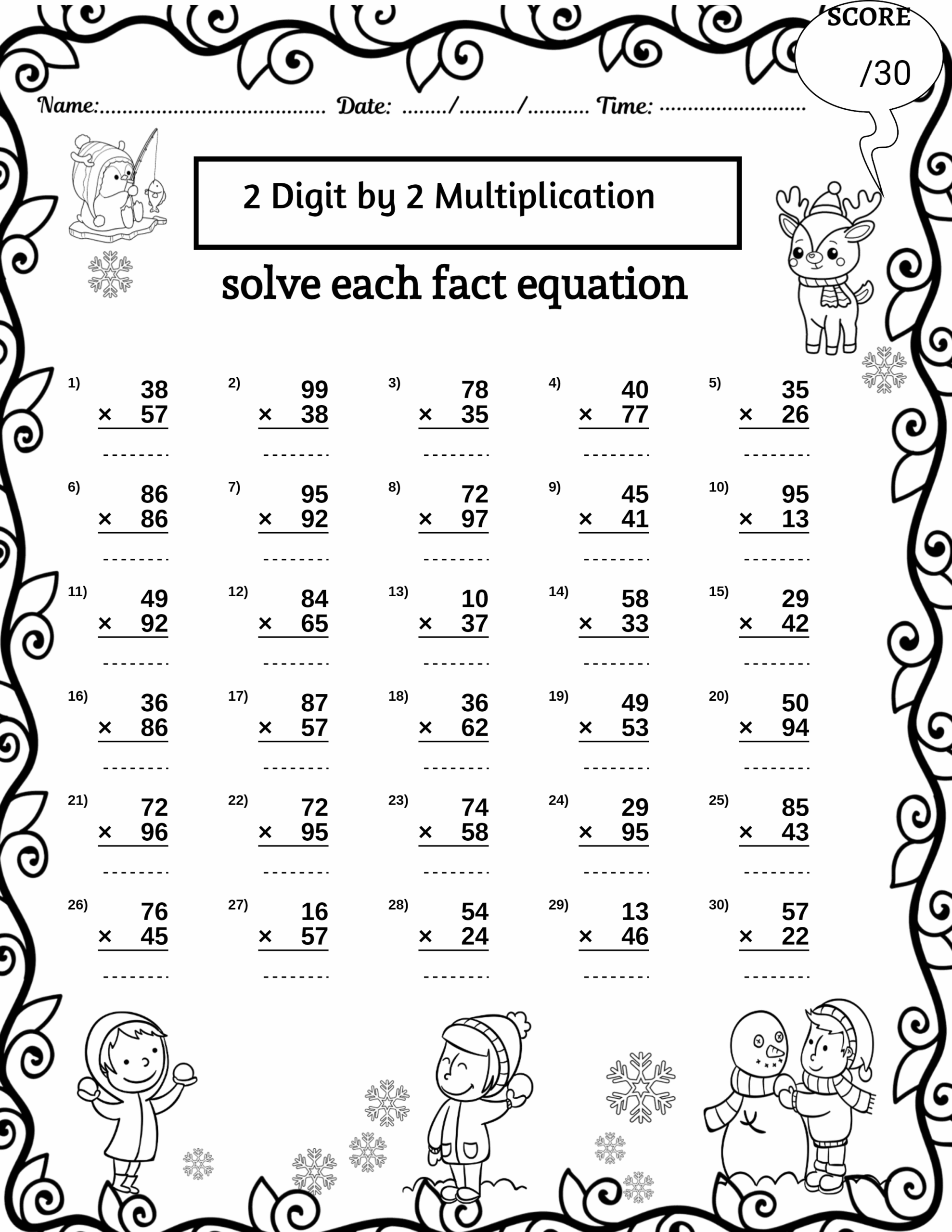 2 digit by 2 digit multiplication worksheets 2 digit by 2 digit multiplication worksheets
