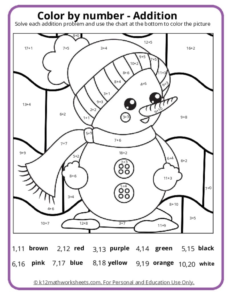 color by number printables pdf