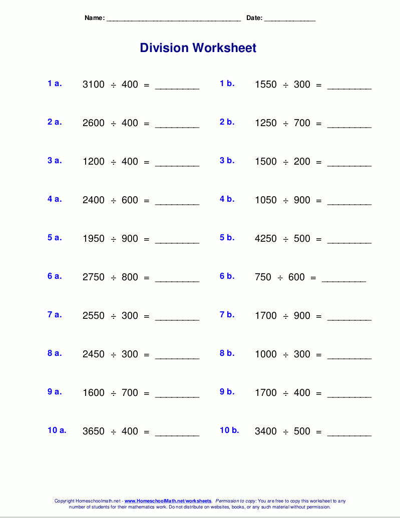 Worksheets For Division With Remainders