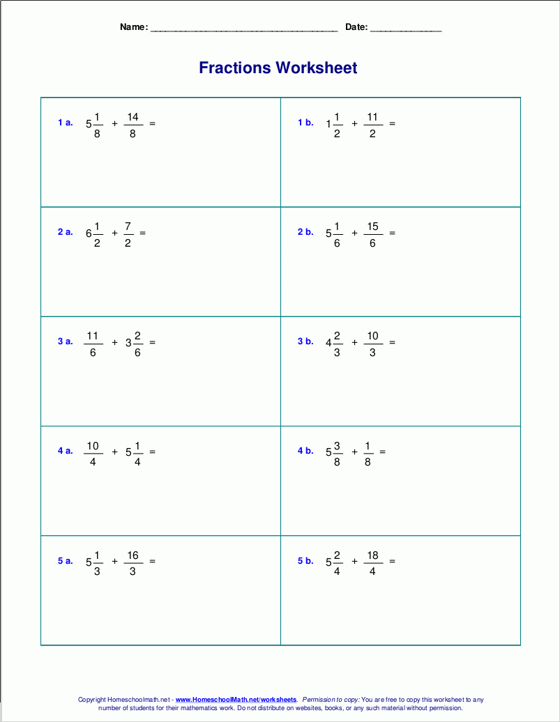 adding and subtracting fractions with unlike denominators worksheet