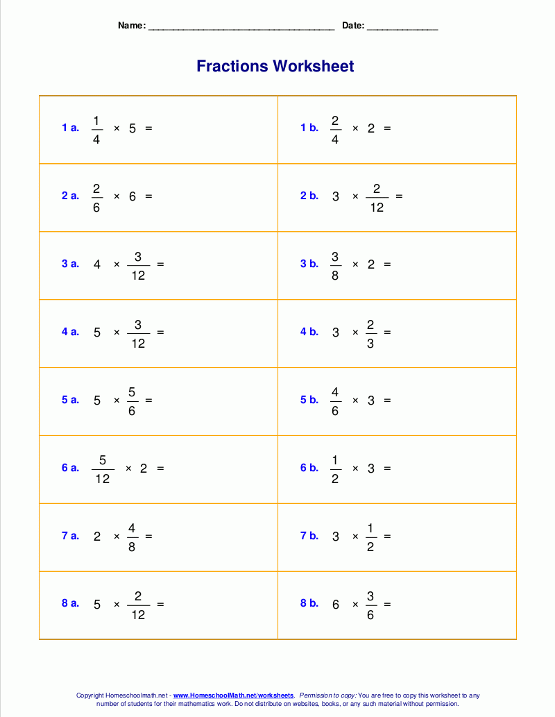 4th grade fractions worksheets