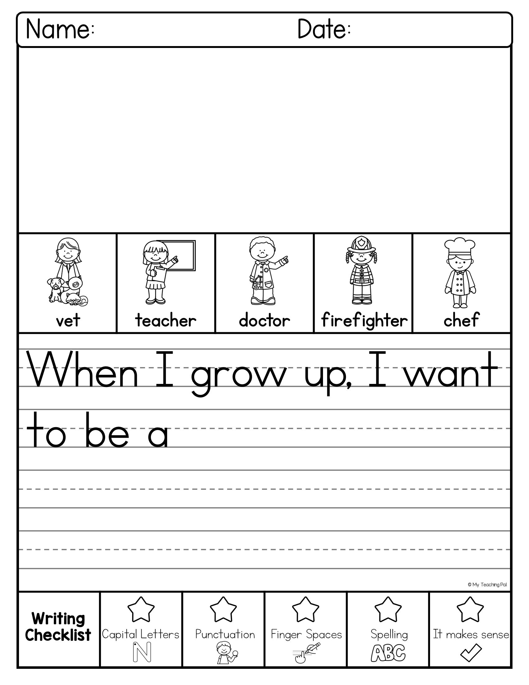 writing worksheets for first graders