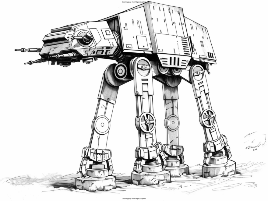 Star Wars Inspired All Terrain Armored Transport Coloring Page From Zup kids