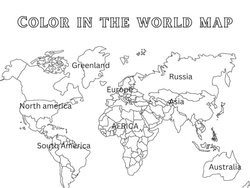World Map Coloring Page Etsy