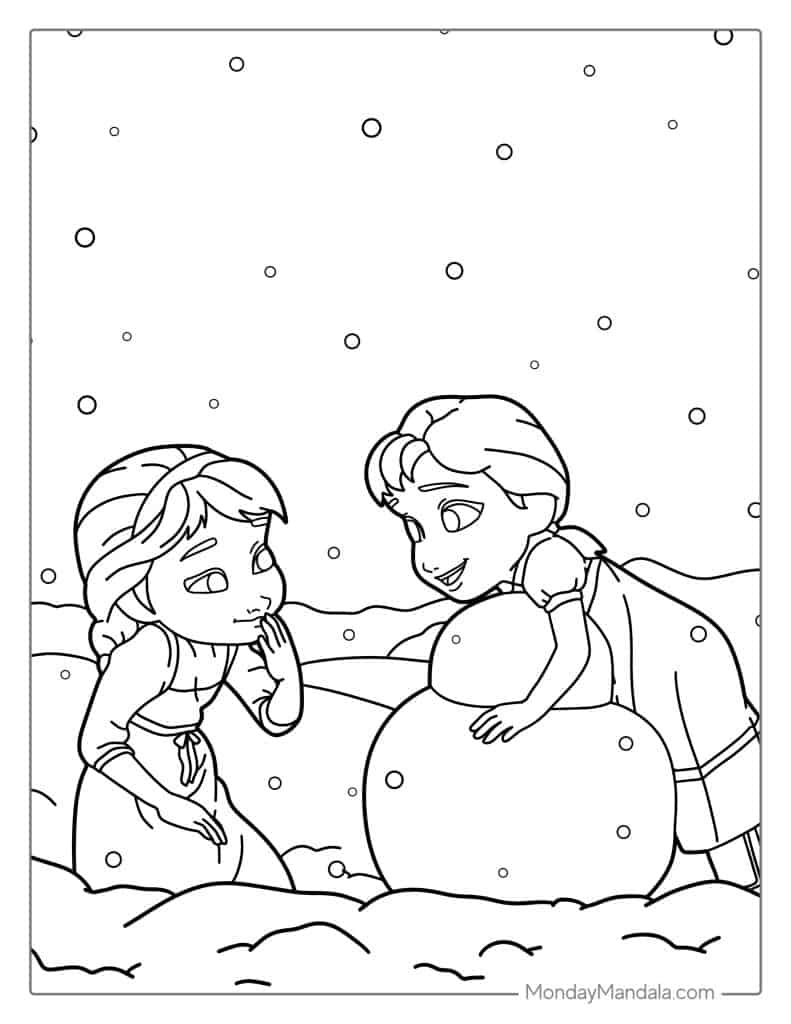 anna elsa coloring page