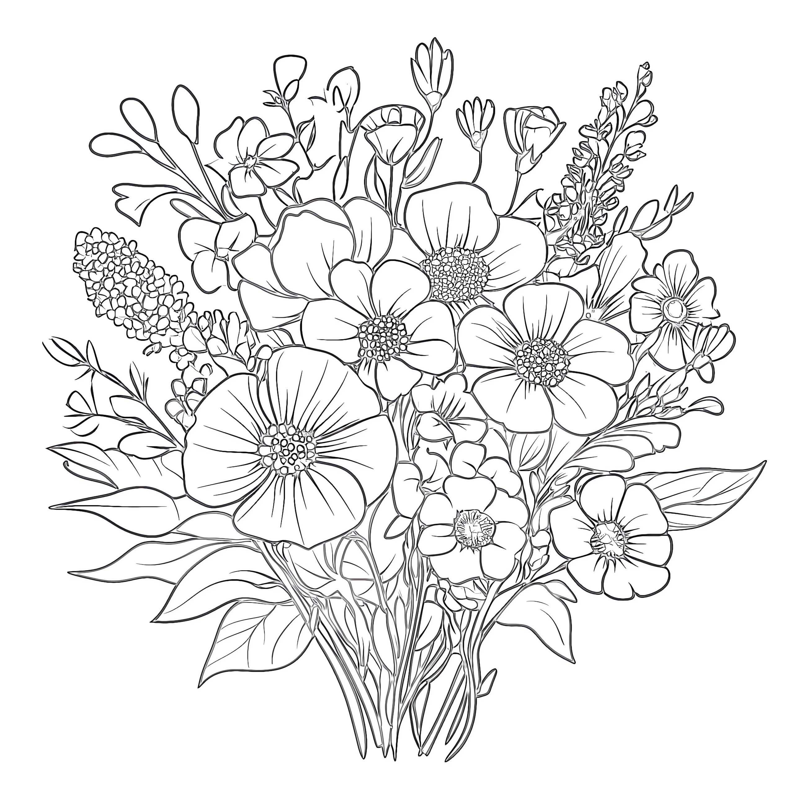 bouquet of flowers coloring page bouquet of flowers coloring page