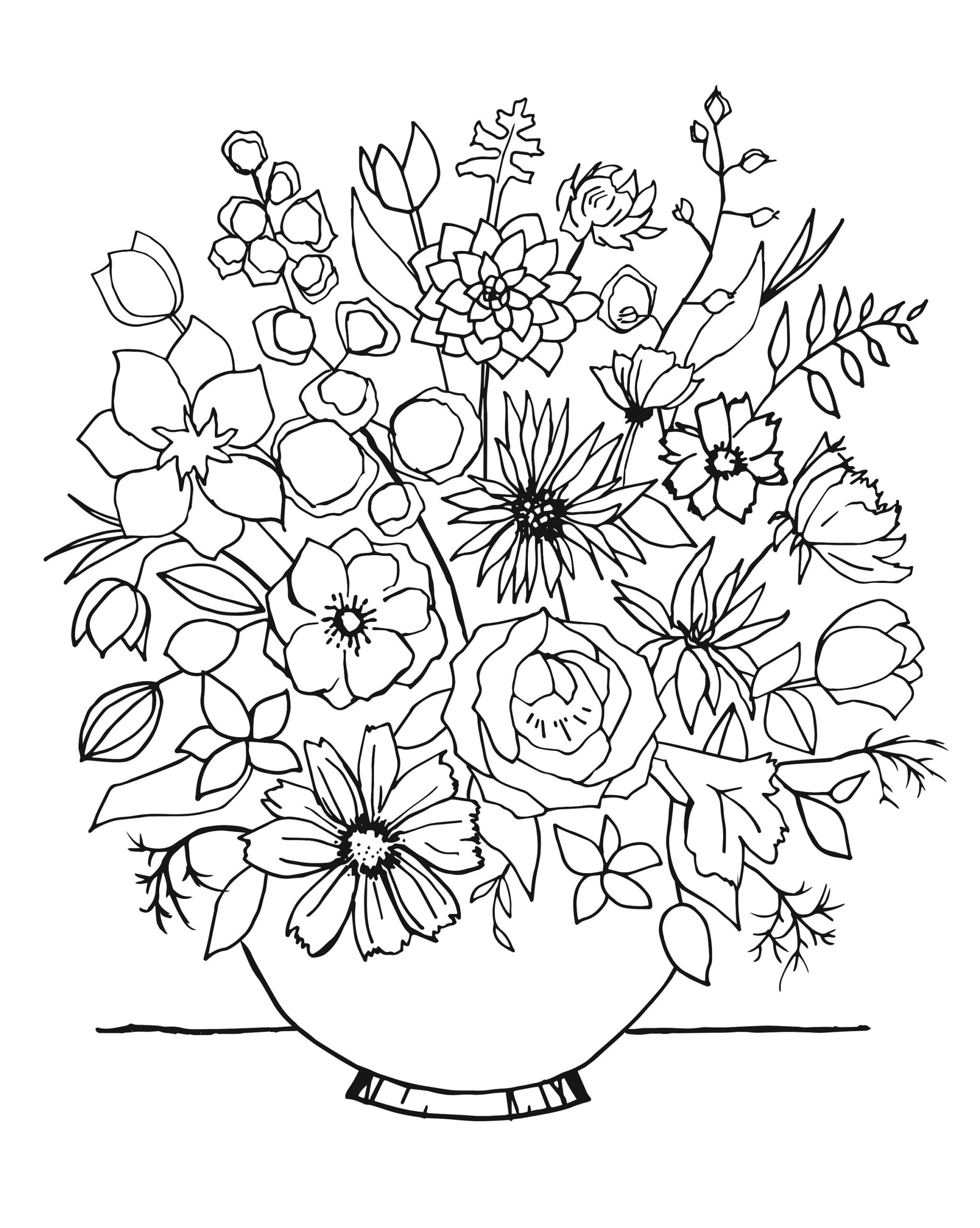 Cosmos Bouquet Coloring Page Etsy Cosmos Bouquet Coloring Page Etsy